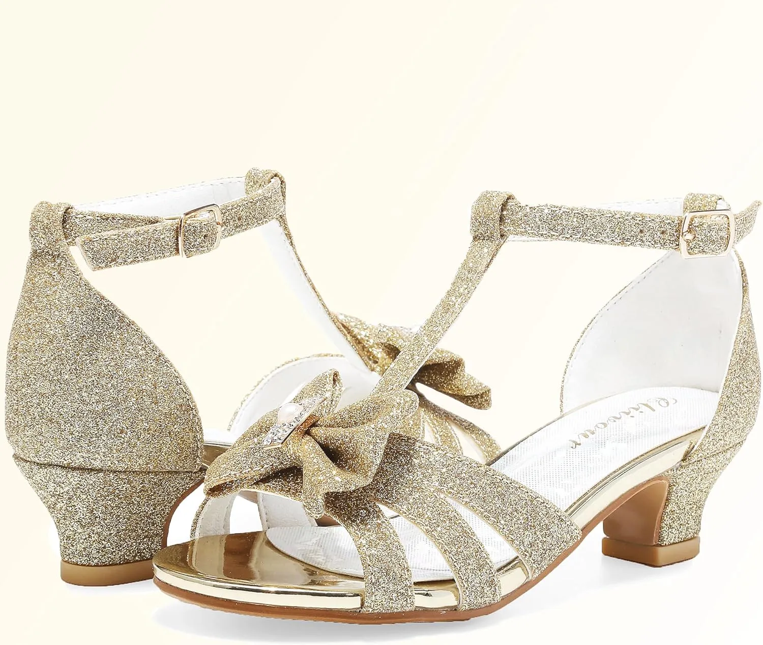 Girls High Heels Dress Pump Sandals Glitter Wedding Flower Party Princess Shoes for Kids Toddler