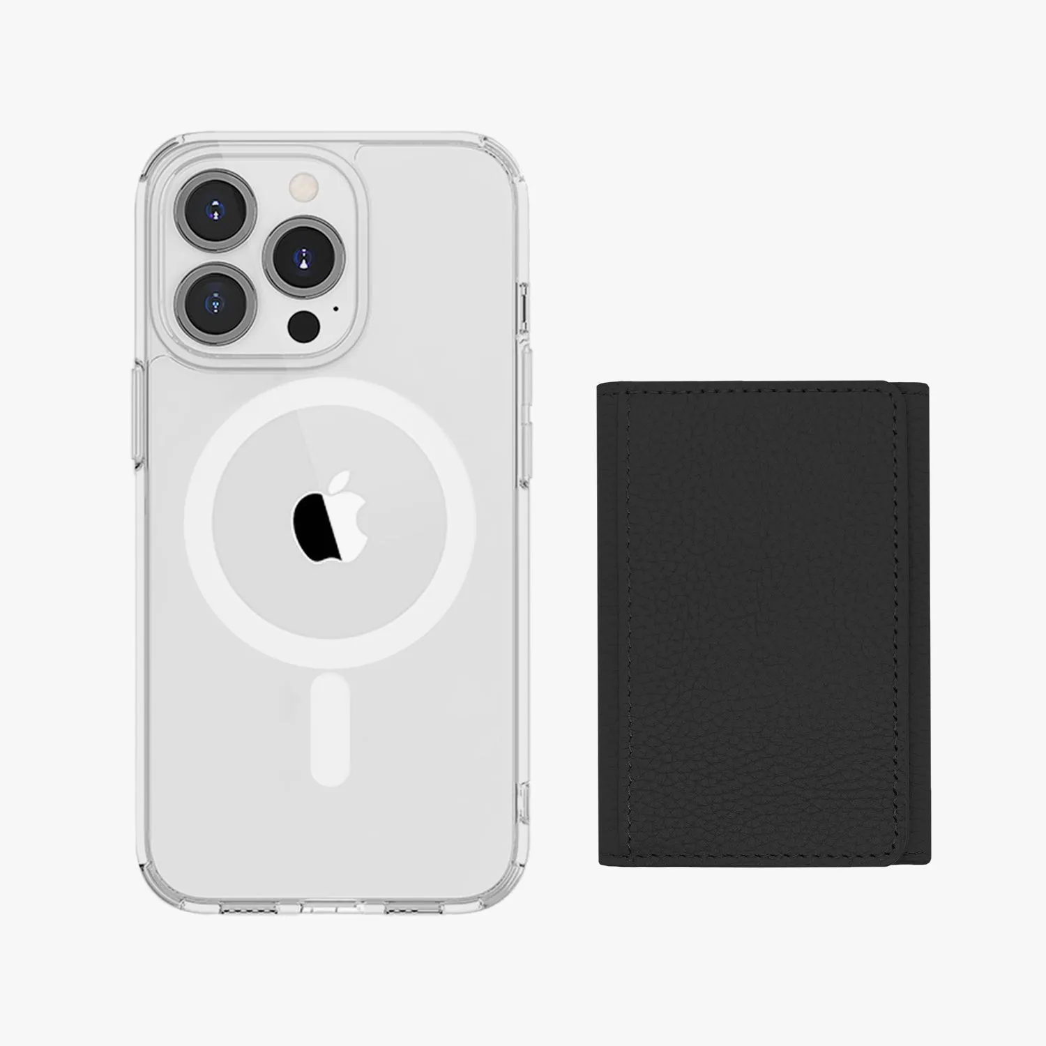 iPhone 13 HD Clear Case with MagSafe Trifold Wallet Set