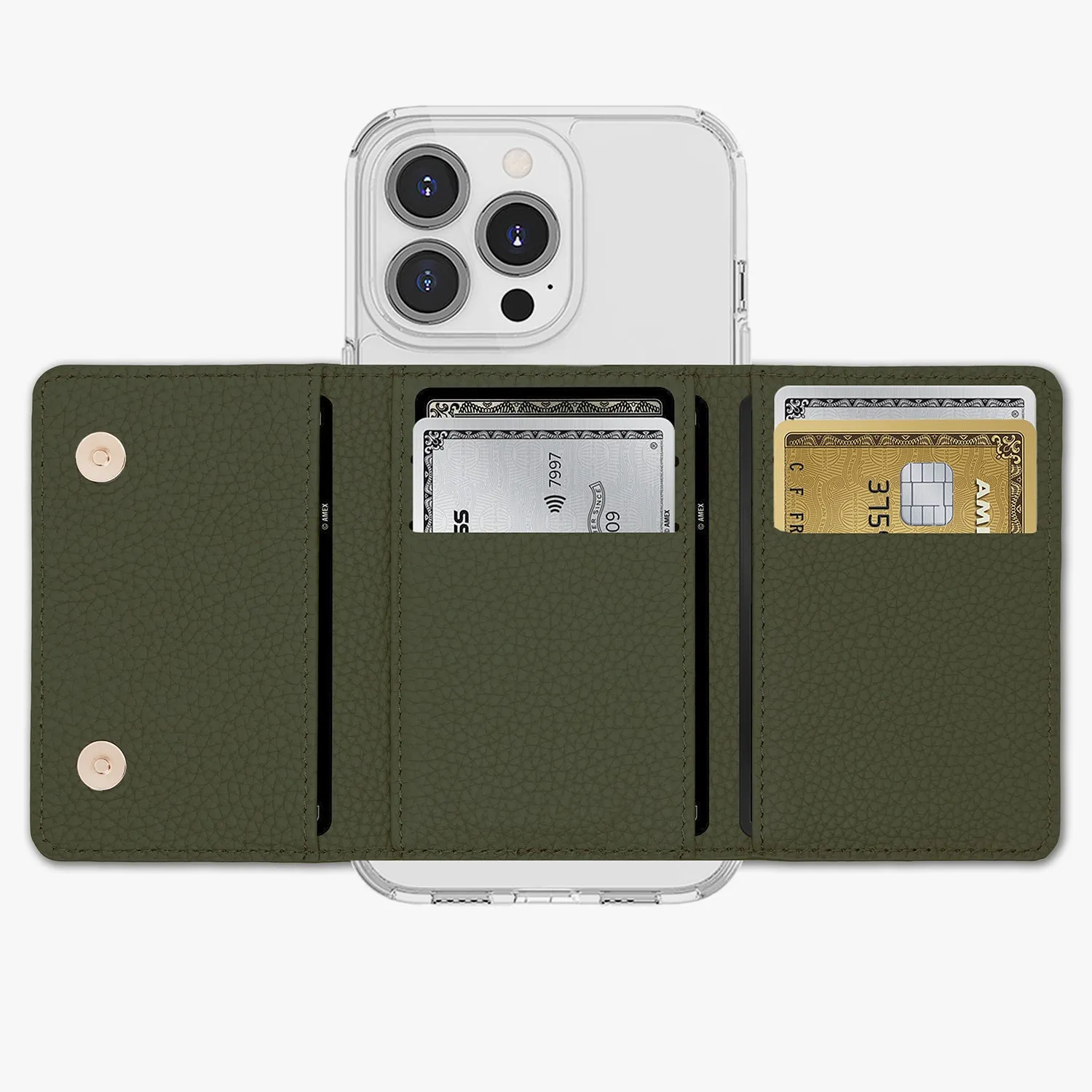 iPhone 13 HD Clear Case with MagSafe Trifold Wallet Set