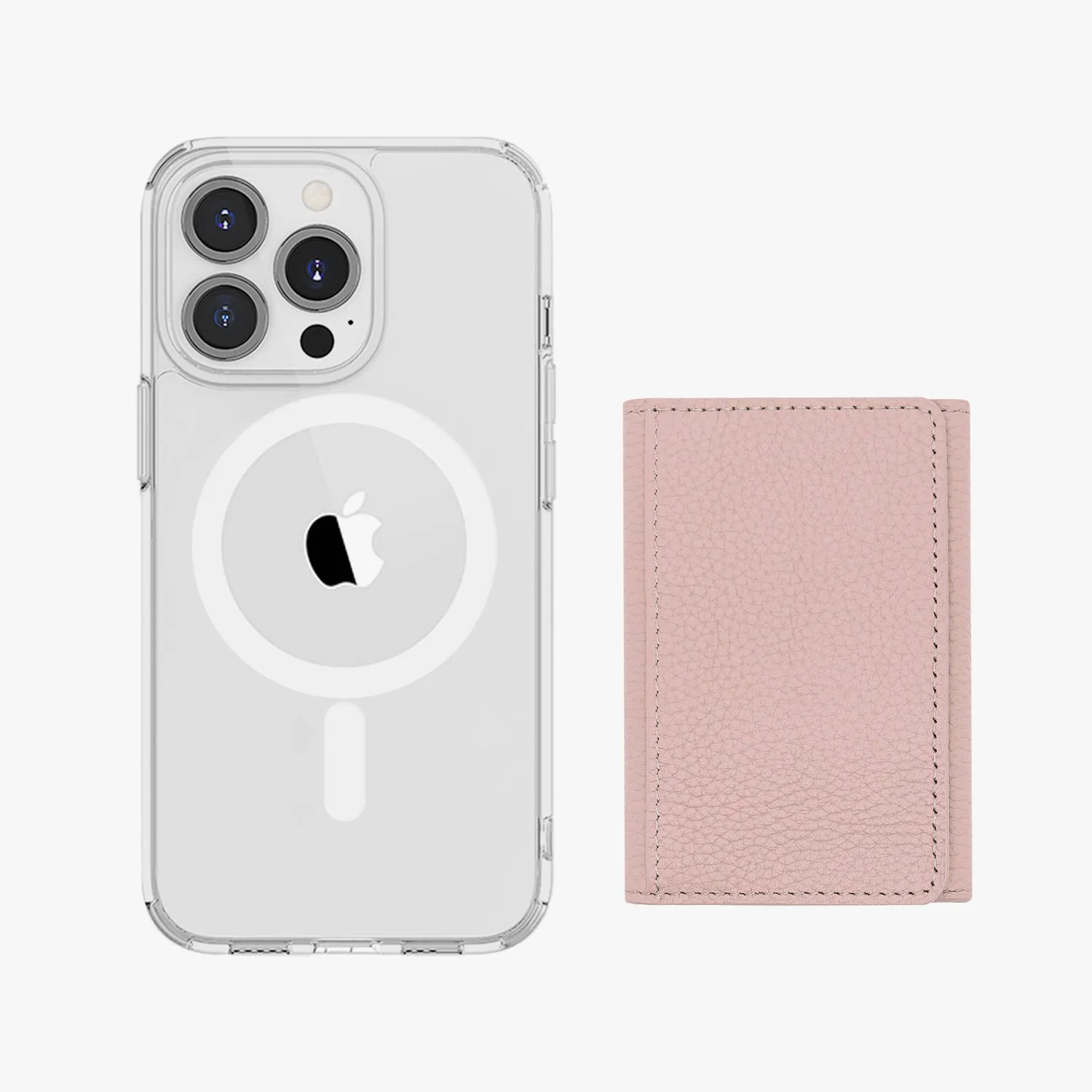 iPhone 13 HD Clear Case with MagSafe Trifold Wallet Set