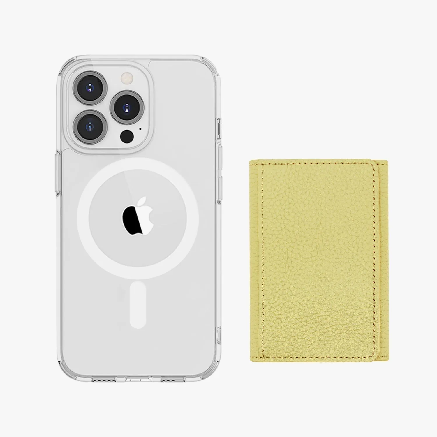 iPhone 13 HD Clear Case with MagSafe Trifold Wallet Set
