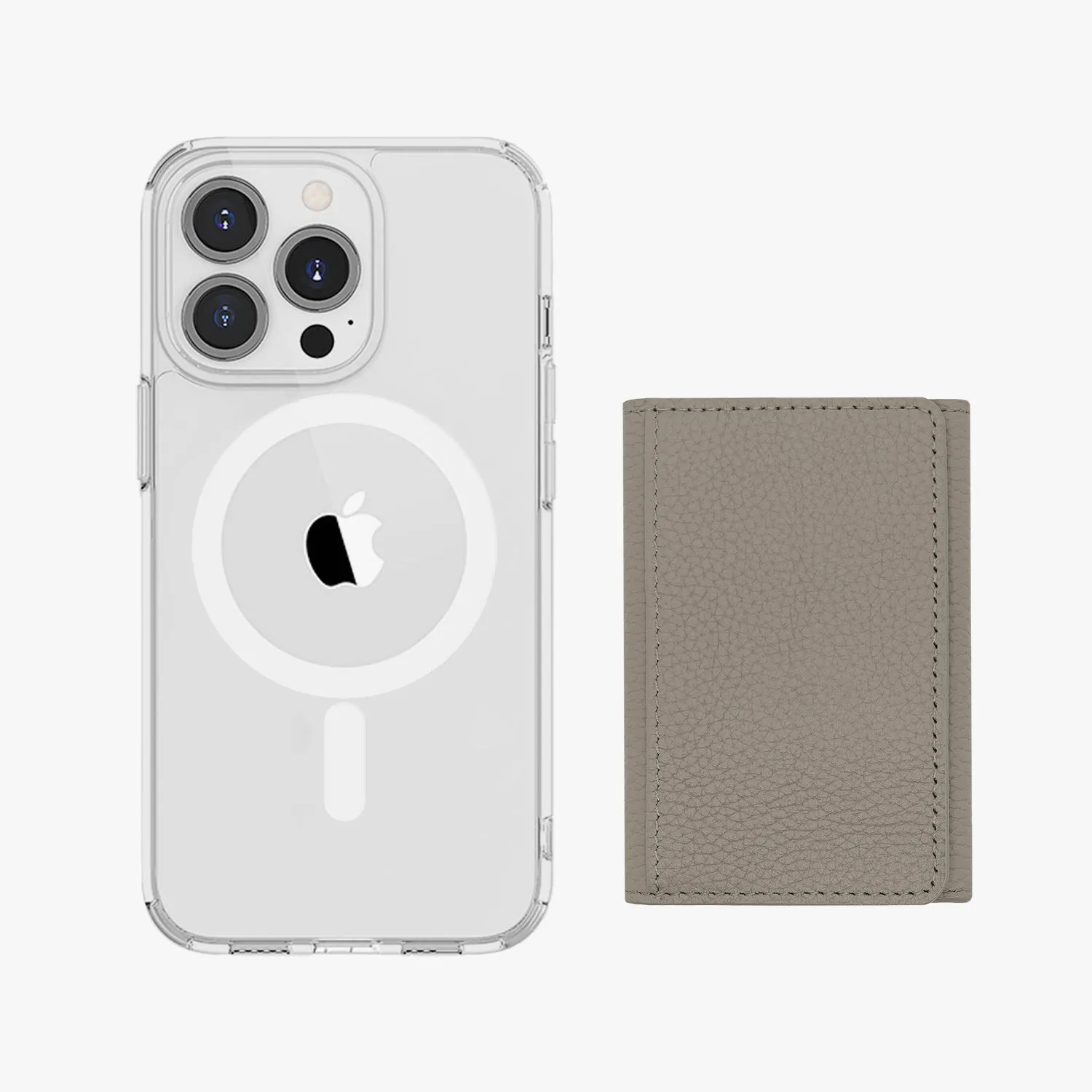 iPhone 13 HD Clear Case with MagSafe Trifold Wallet Set