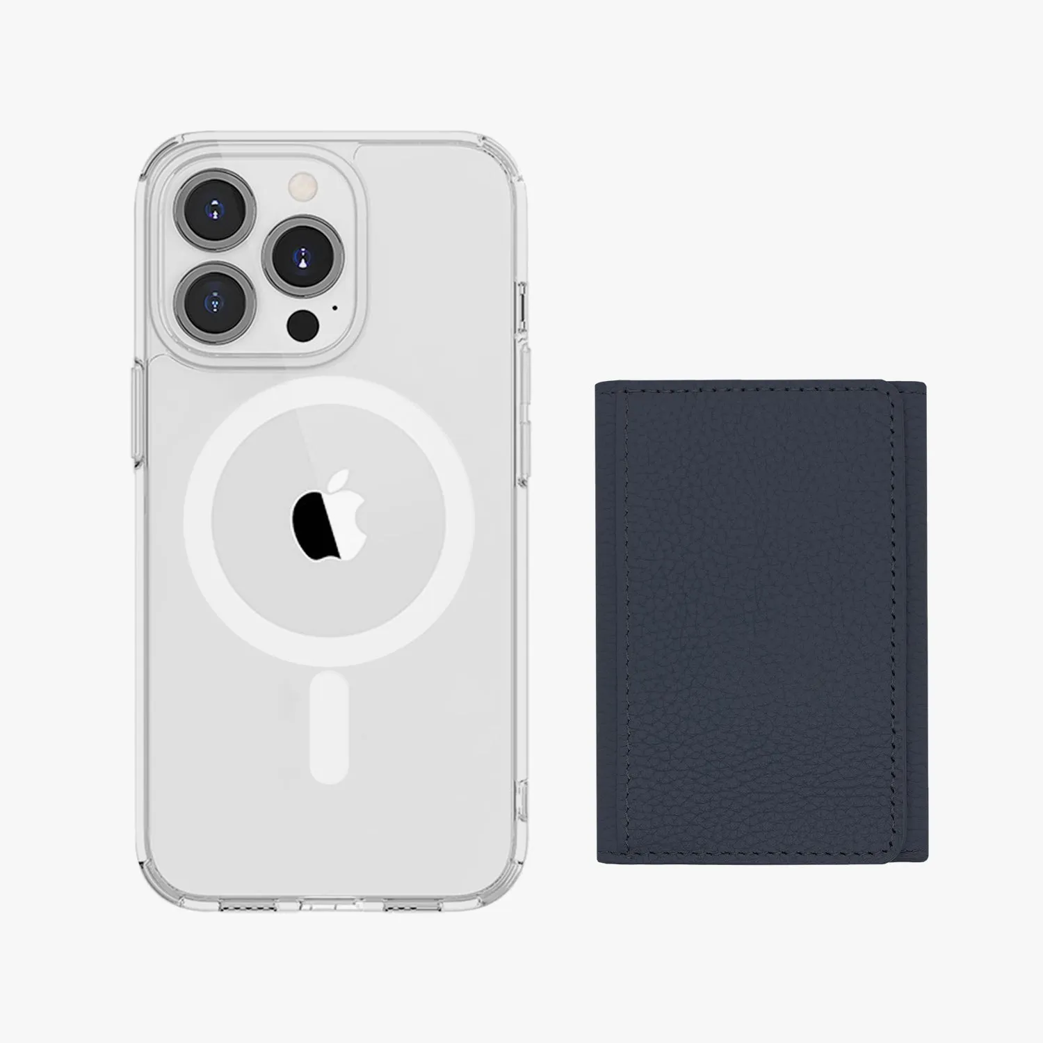 iPhone 13 HD Clear Case with MagSafe Trifold Wallet Set