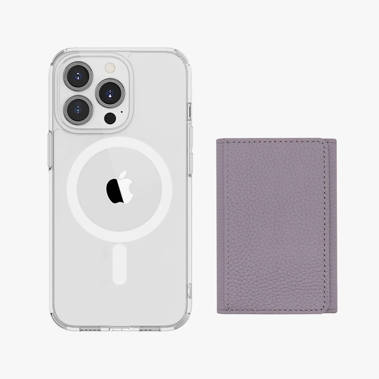 iPhone 13 HD Clear Case with MagSafe Trifold Wallet Set