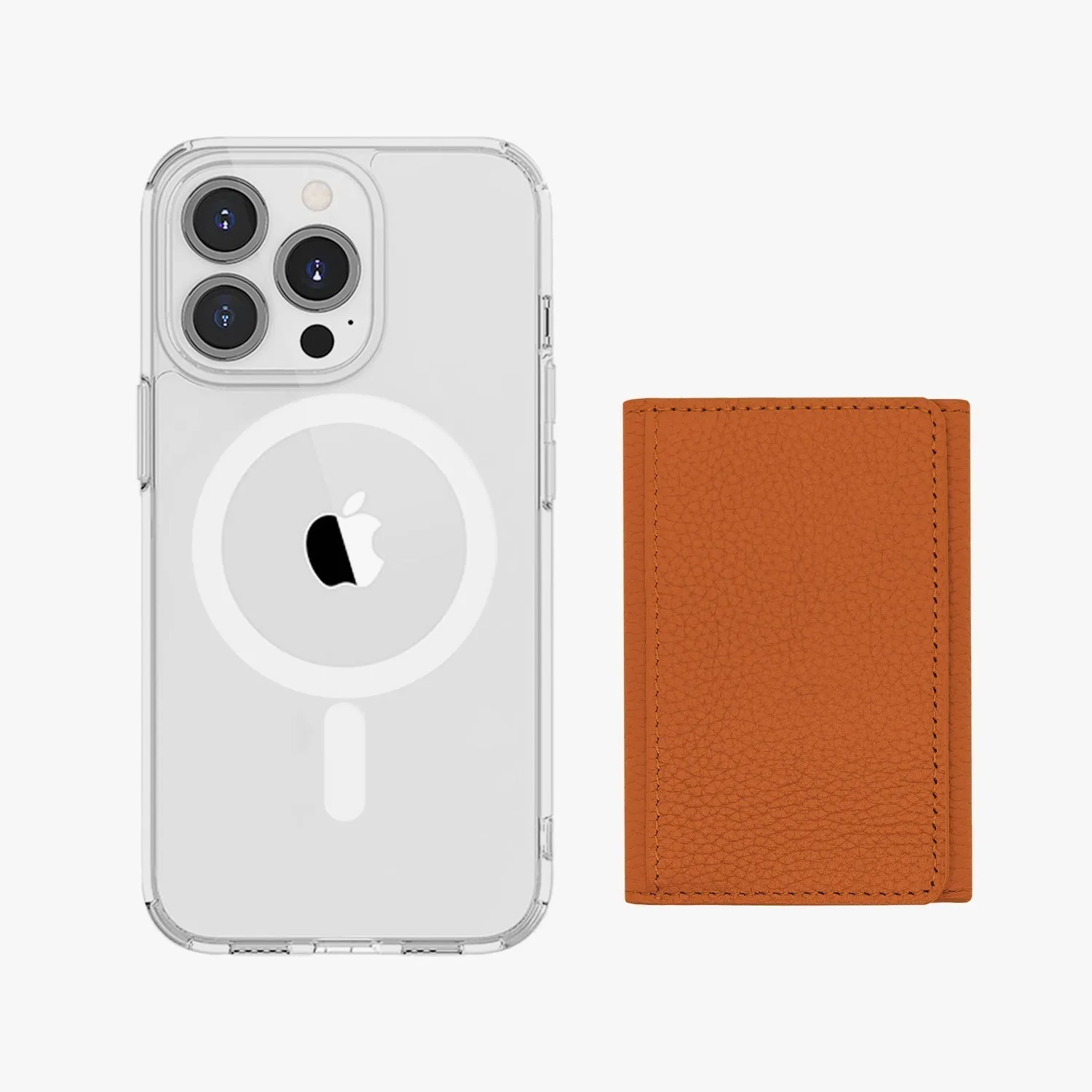 iPhone 13 HD Clear Case with MagSafe Trifold Wallet Set