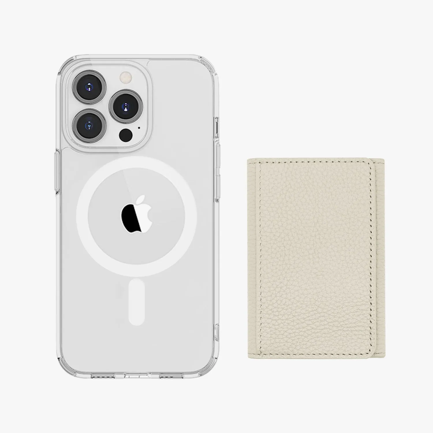 iPhone 13 HD Clear Case with MagSafe Trifold Wallet Set