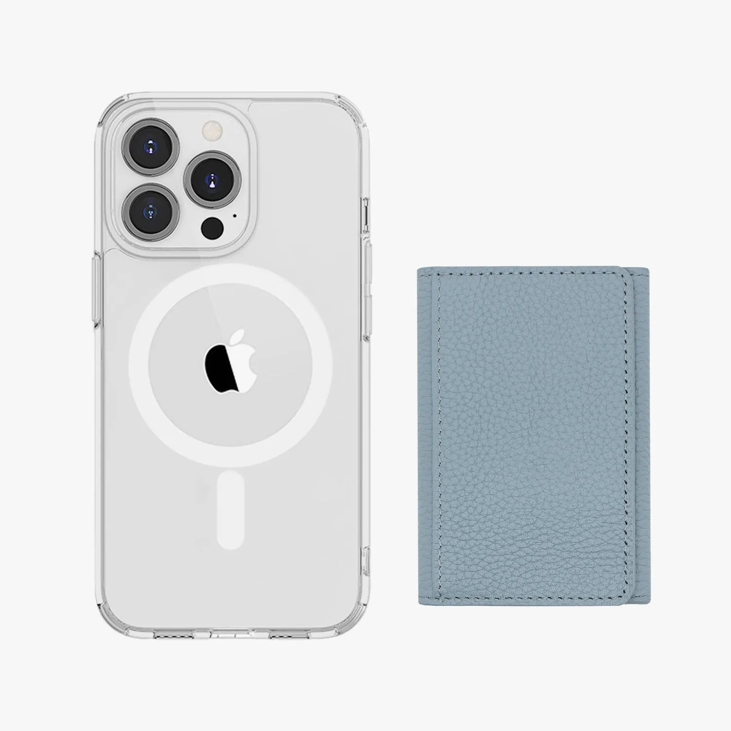 iPhone 16 Pro HD Clear Case with MagSafe Trifold Wallet Set