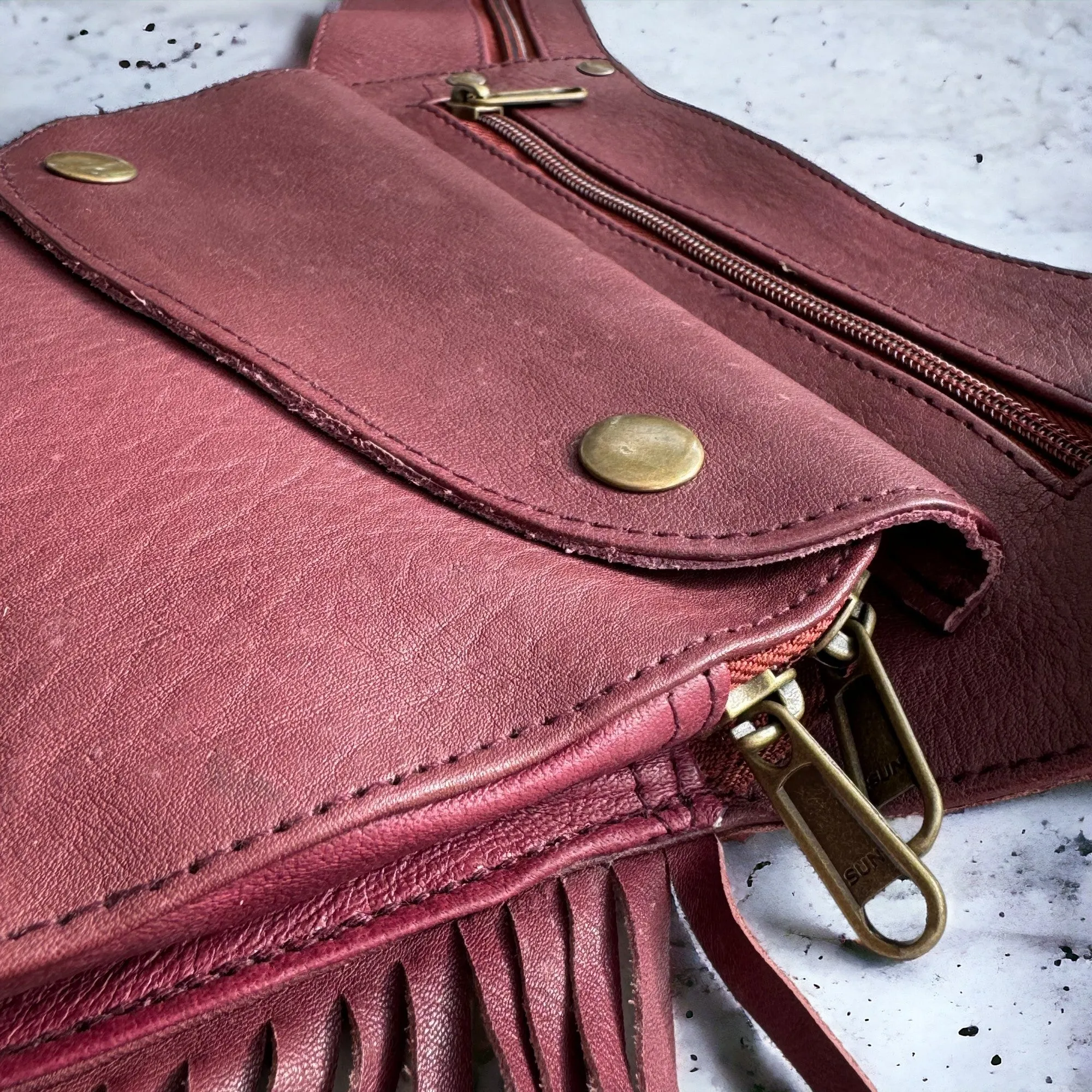 Leather Tassel Belt | Pomegranate