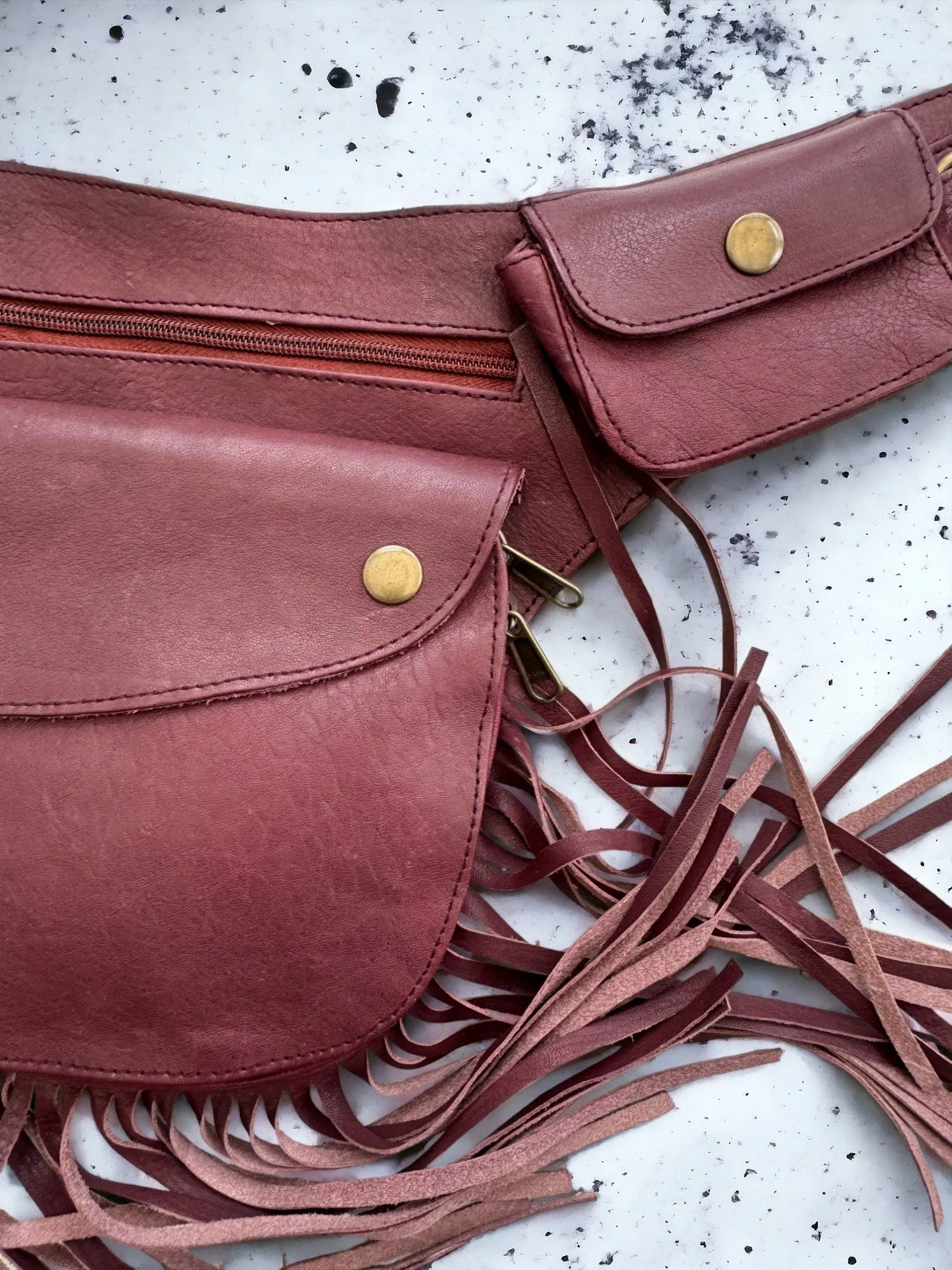 Leather Tassel Belt | Pomegranate