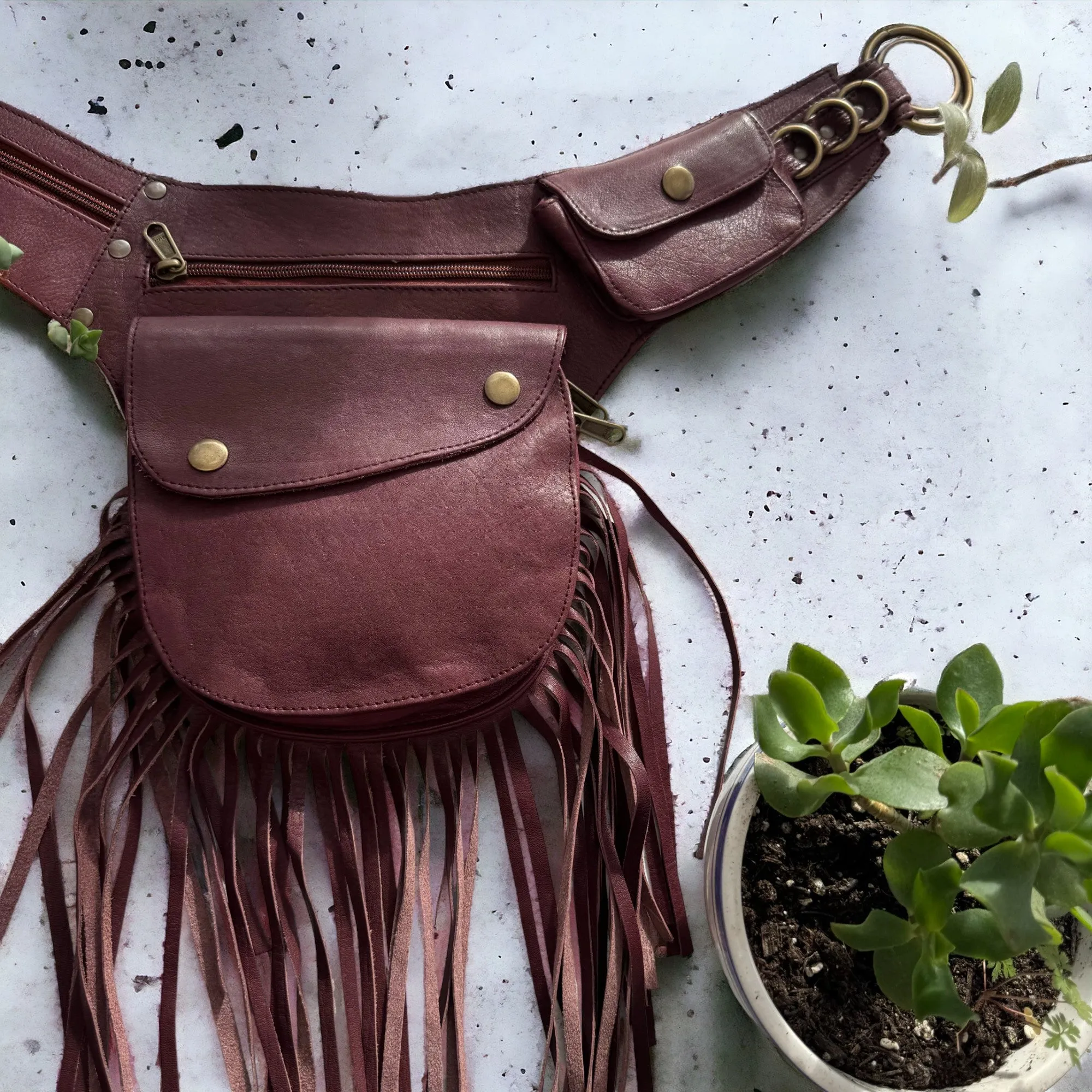 Leather Tassel Belt | Pomegranate