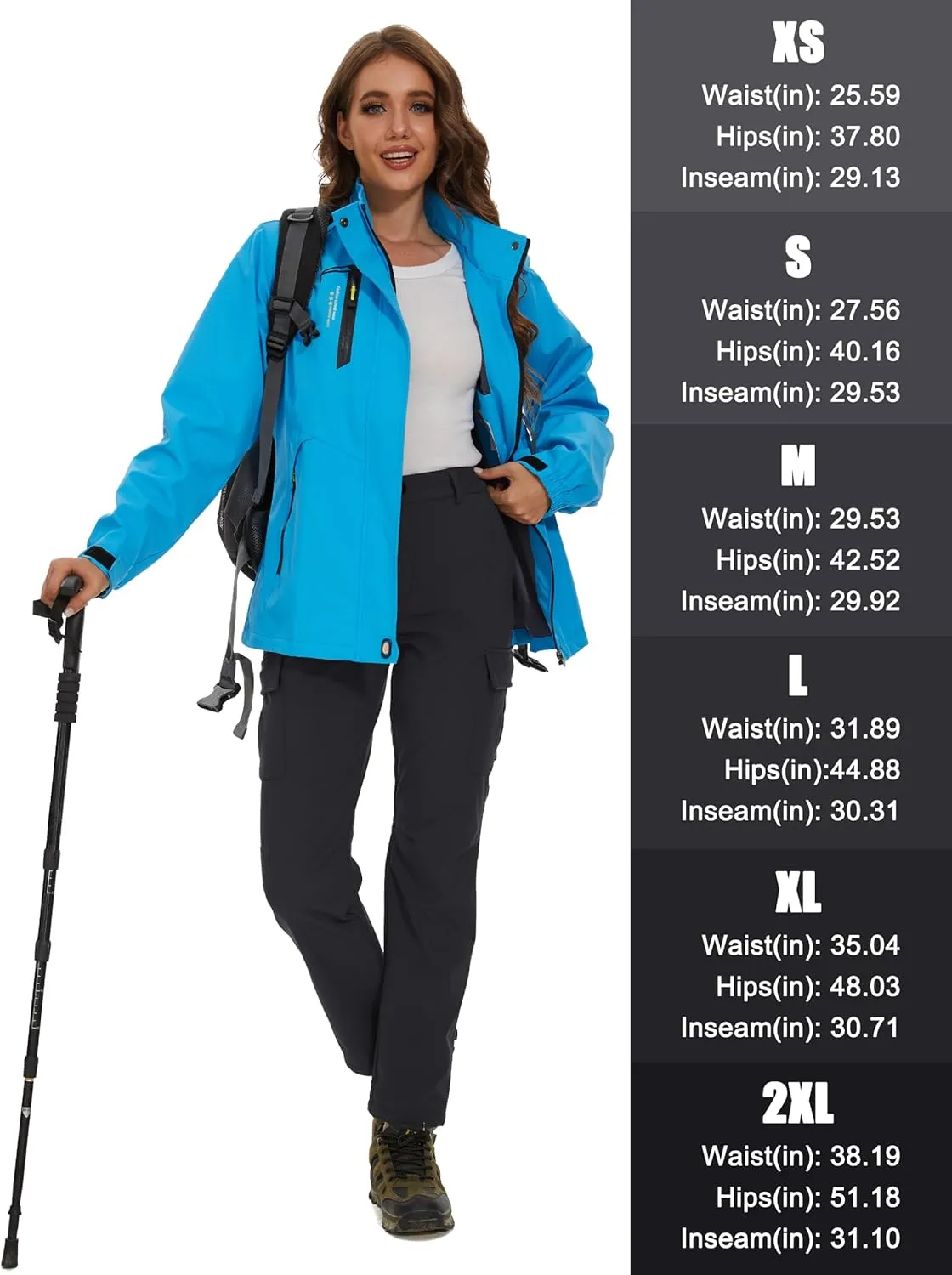 MAGCOMSEN Women's Fleece Lined Winter Hiking Waterproof Insulated Outdoor Snow Ski Softshell Pants for Cold Weather