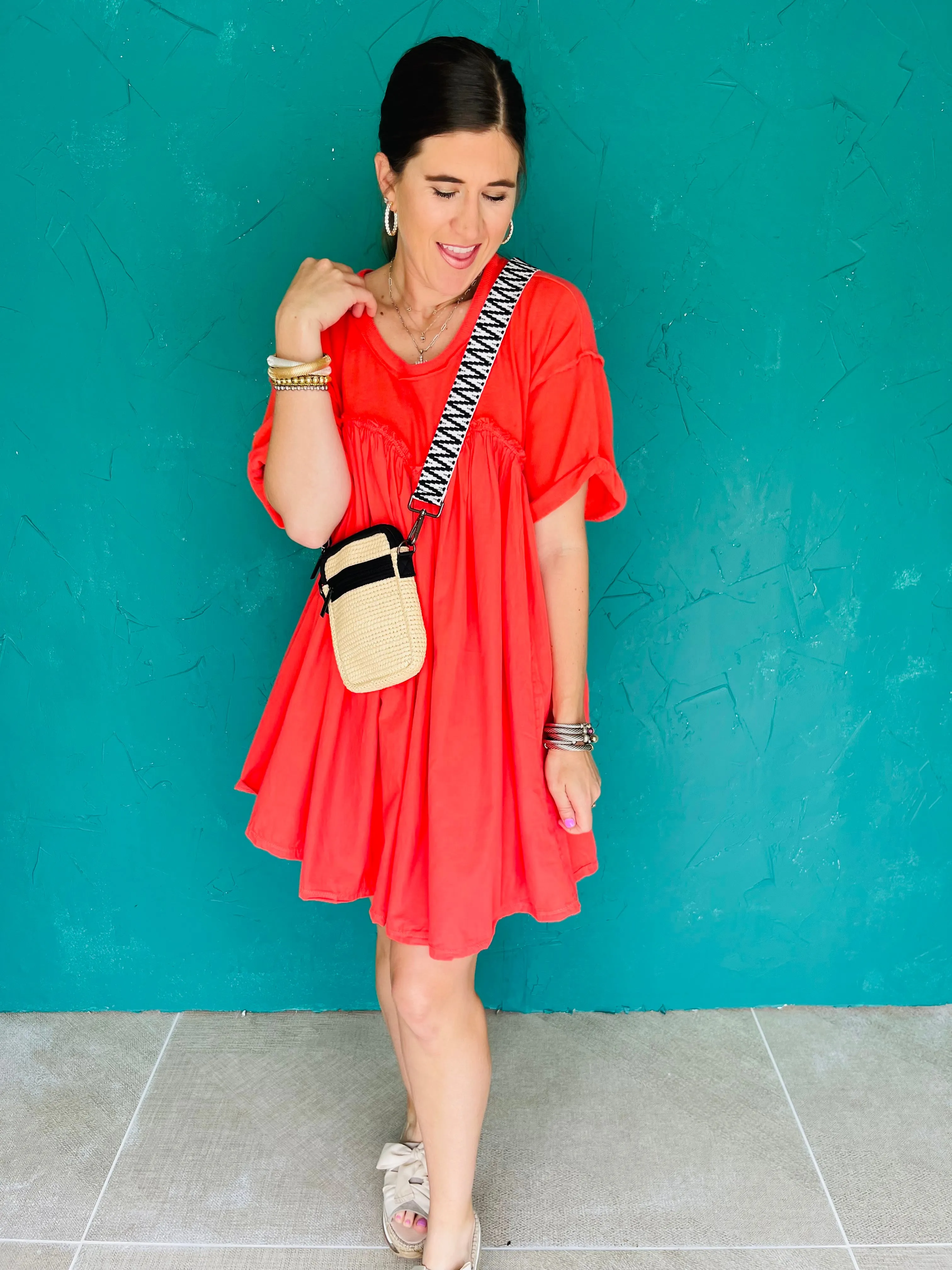 Raffia Crossbody W/Black Trim