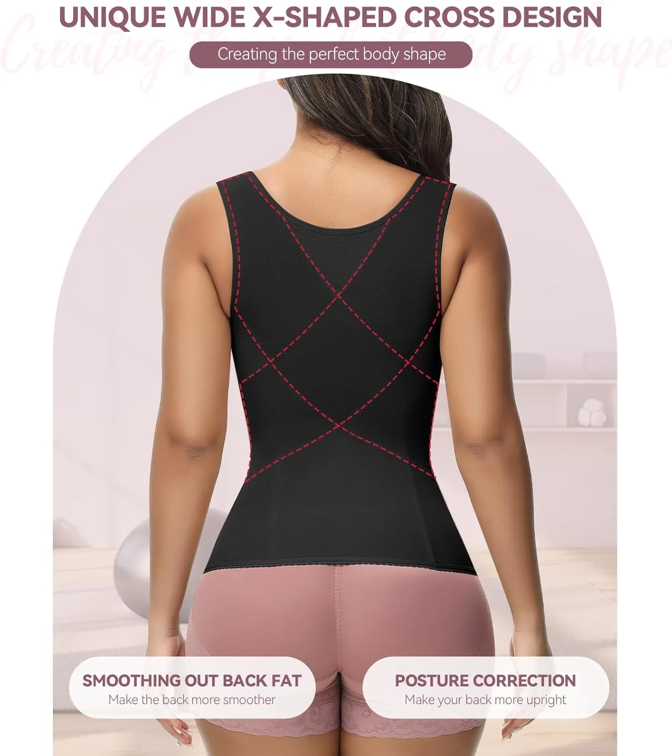 SHAPSHE Waist Trainer for Women Workout Corset Waist Cincher Shapewear Tummy Control Vest Body Shaper Invisible Girdle